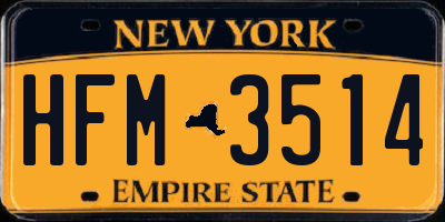 NY license plate HFM3514