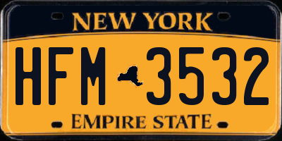 NY license plate HFM3532