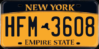 NY license plate HFM3608