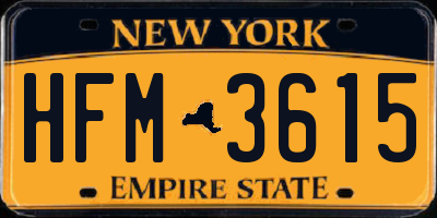 NY license plate HFM3615