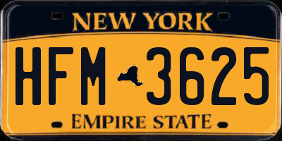 NY license plate HFM3625