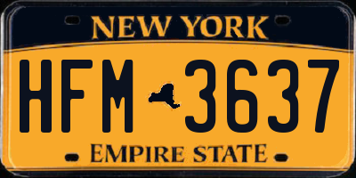 NY license plate HFM3637