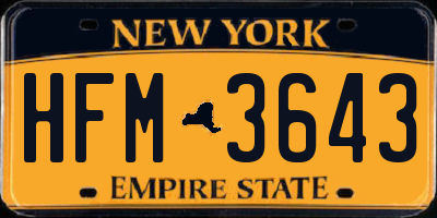 NY license plate HFM3643