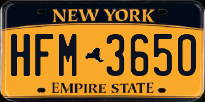 NY license plate HFM3650