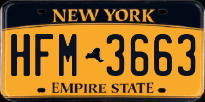NY license plate HFM3663