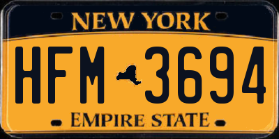 NY license plate HFM3694