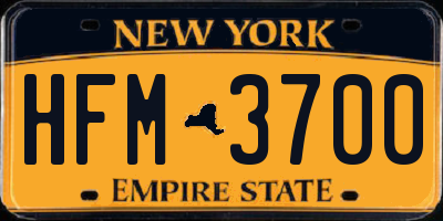 NY license plate HFM3700