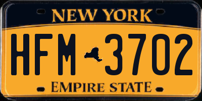 NY license plate HFM3702