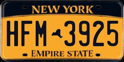 NY license plate HFM3925