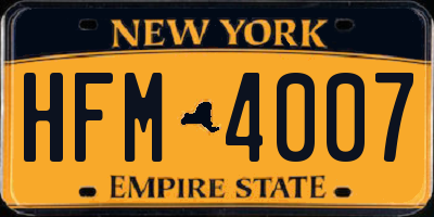 NY license plate HFM4007