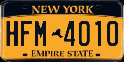 NY license plate HFM4010