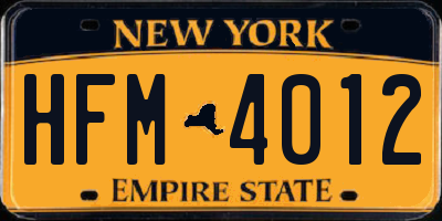 NY license plate HFM4012
