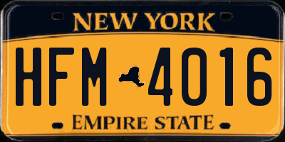 NY license plate HFM4016