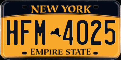 NY license plate HFM4025