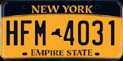 NY license plate HFM4031