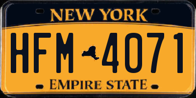 NY license plate HFM4071