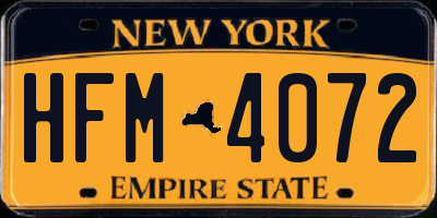 NY license plate HFM4072
