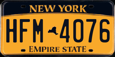 NY license plate HFM4076