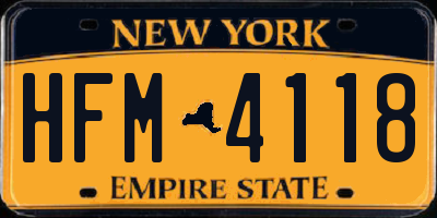 NY license plate HFM4118