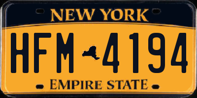 NY license plate HFM4194
