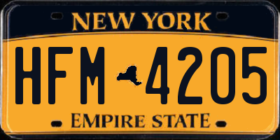 NY license plate HFM4205