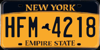 NY license plate HFM4218