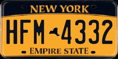 NY license plate HFM4332