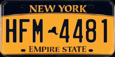 NY license plate HFM4481