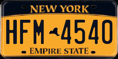 NY license plate HFM4540