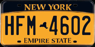 NY license plate HFM4602
