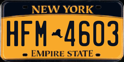 NY license plate HFM4603