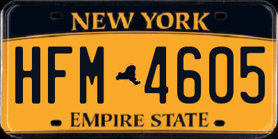 NY license plate HFM4605