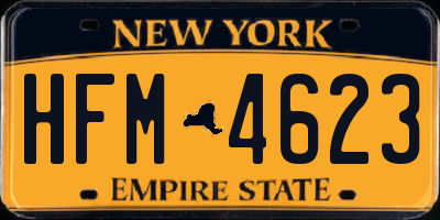 NY license plate HFM4623