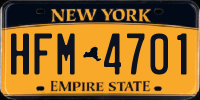 NY license plate HFM4701