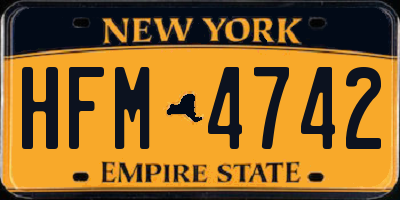 NY license plate HFM4742