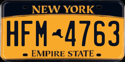 NY license plate HFM4763