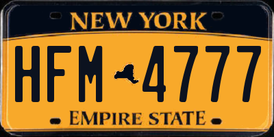 NY license plate HFM4777