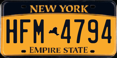 NY license plate HFM4794