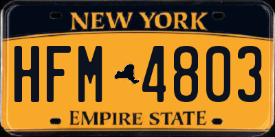 NY license plate HFM4803