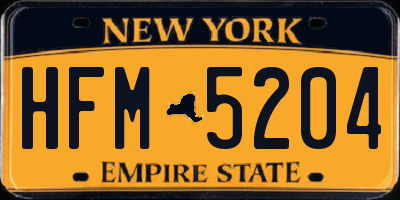 NY license plate HFM5204