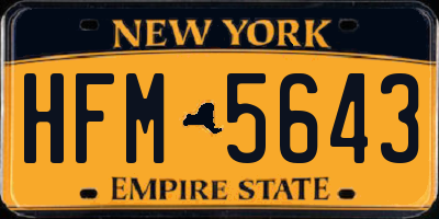 NY license plate HFM5643