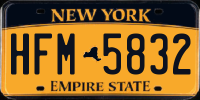 NY license plate HFM5832