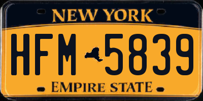 NY license plate HFM5839