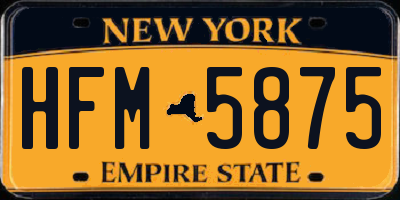 NY license plate HFM5875