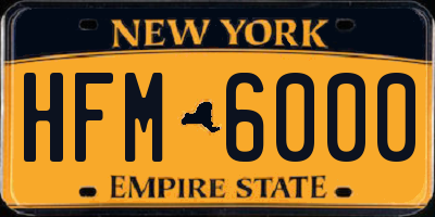 NY license plate HFM6000