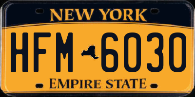 NY license plate HFM6030