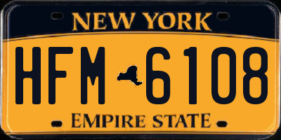 NY license plate HFM6108