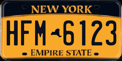 NY license plate HFM6123