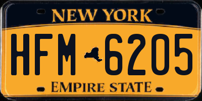 NY license plate HFM6205