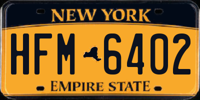 NY license plate HFM6402